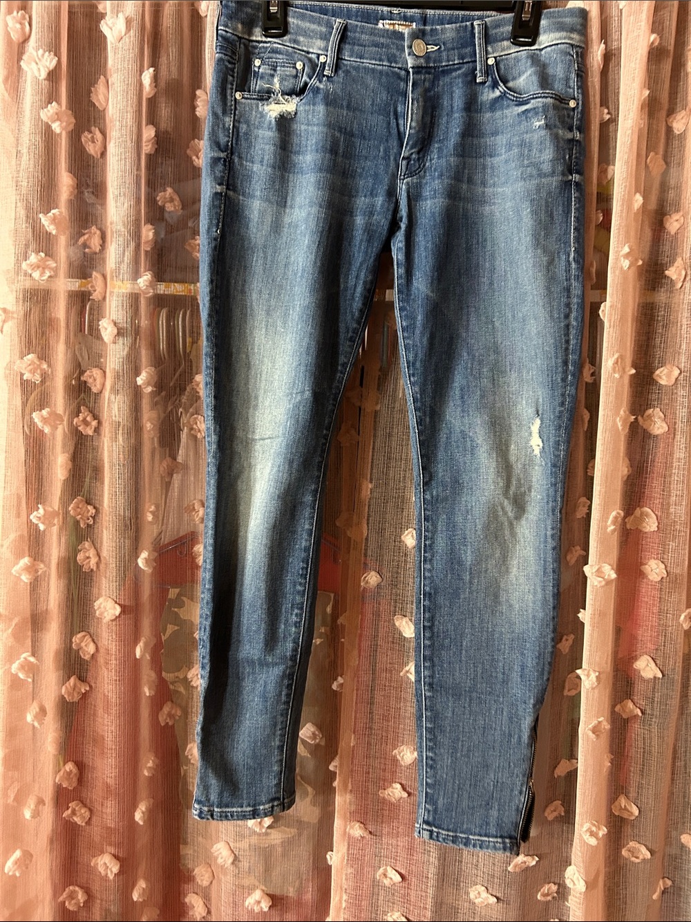 MOTHER The Looker Ankle Zip 'Graffiti Girl' Jeans - Blue Denim - Picture 4 of 4
